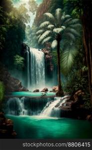 Tropical Waterfall Realistic Background