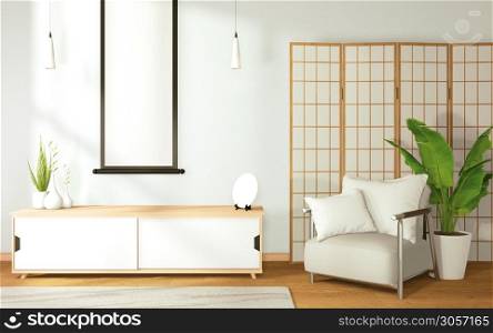 Tropical zen room interior design, mock up room japan style.3D rendering