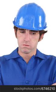 Troubled construction worker