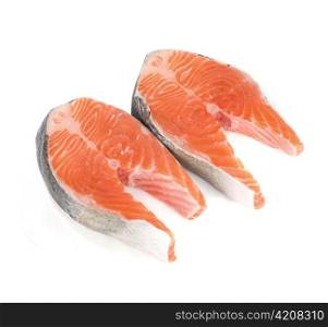 trout steak isolated on a white background