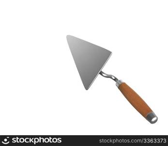 Trowel used as pointer back view isolated on white background