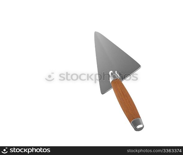 Trowel used as pointer isolated on white background