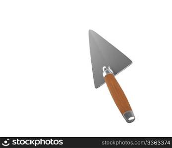 Trowel used as pointer isolated on white background