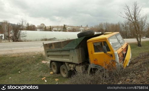 truck accident on the road