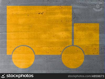 truck concept on cement texture background. truck concept on cement texture background.