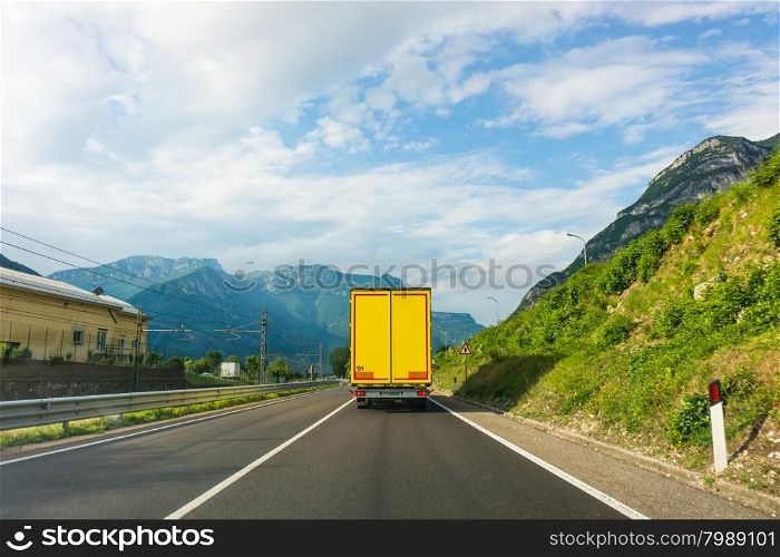 truck on road. Cargo transportation