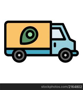 Truck relocation icon. Outline truck relocation vector icon color flat isolated. Truck relocation icon color outline vector