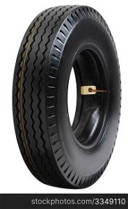 Truck tire. Isolated