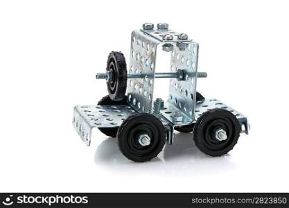 truck tractor toy - metal kit for construction isolated on white background
