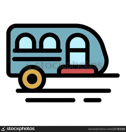 Truck trailer icon. Outline truck trailer vector icon color flat isolated. Truck trailer icon color outline vector