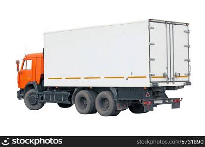 truck with a container on a white background.