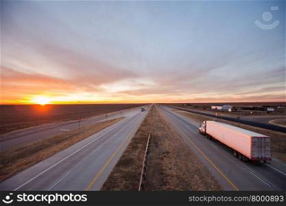 Trucks on the open road, southwest US