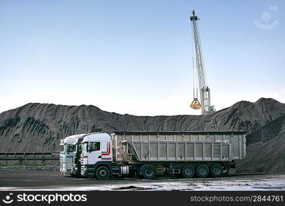 Trucks ready to transport quarried materials