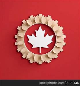 True North Pride Minimalistic 3D Paper Cut Craft Illustration for Canada Day. For print, web design, UI, poster and other.