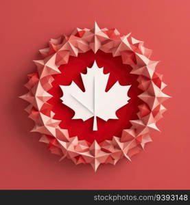 True North Pride Minimalistic 3D Paper Cut Craft Illustration for Canada Day. For print, web design, UI, poster and other.