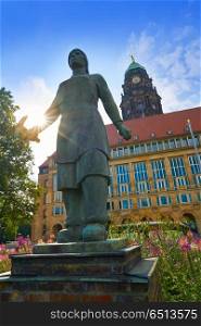 Trummerfrau Denkmal statue debris woman Dresden. Trummerfrau Denkmal statue to debris woman in Dresden Germany