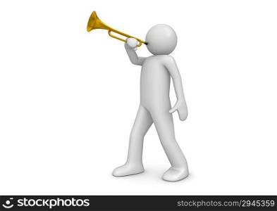 Trumpeter (3d isolated characters on white background series)