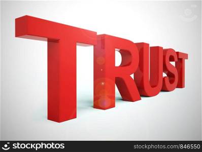 Trust concept icon meaning Faith or belief in someone. Religious faith in spiritual or Christian God - 3d illustration. Letters Spelling Trust As Symbol for Faith And Belief