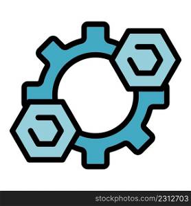 Trust gears wheels icon. Outline trust gears wheels vector icon color flat isolated. Trust gears wheels icon color outline vector
