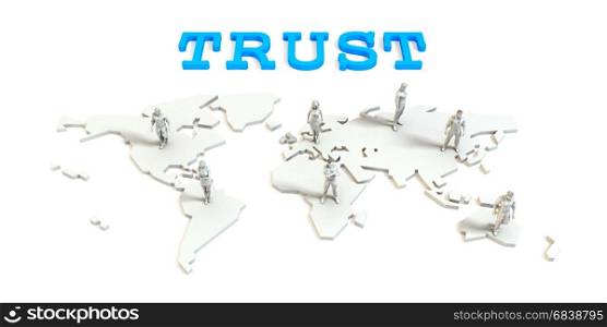 Trust Global Business Abstract with People Standing on Map. Trust Global Business