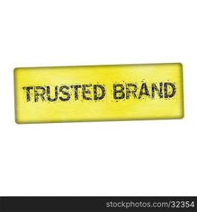 trusted brand black wording on wood yellow background