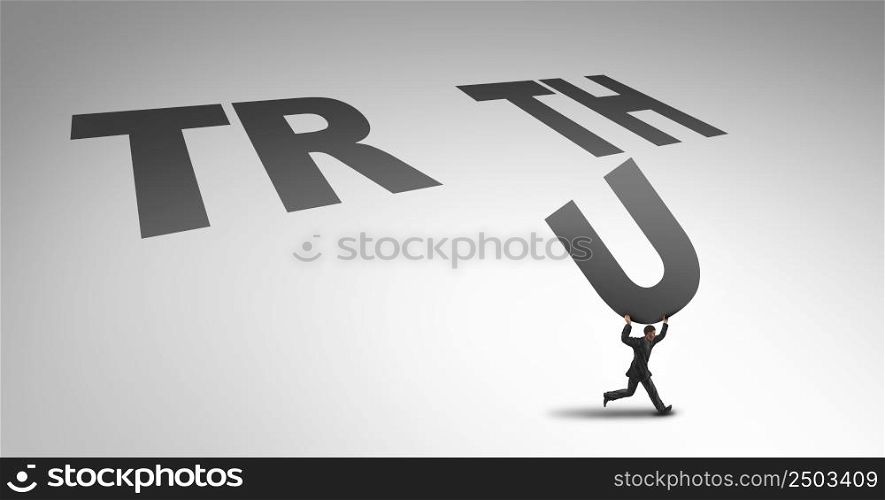 Truth and dishonesty as a business concept for deceit and pirating or robbery and fraud as a burglar or thief stealing in a 3D illustration style.