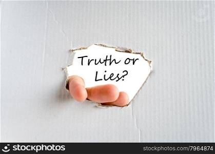 Truth or lies text concept isolated over white background
