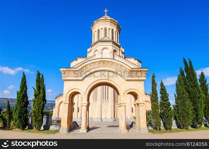 Tsminda Sameba Church (The Holy Trinity Cathedral of Tbilisi) is located in Tbilisi, Georgia