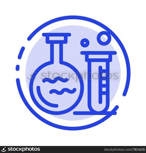 Tube, Flask, Lab, Education Blue Dotted Line Line Icon