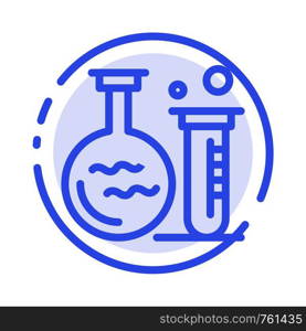Tube, Flask, Lab, Education Blue Dotted Line Line Icon