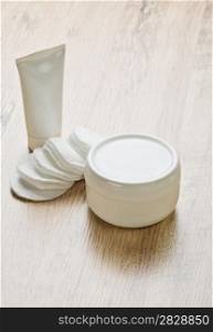 tube jar and cotton pads