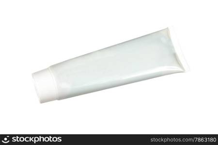 Tube Of Cream Or Gel white plastic product. for another perfect white container, product and packaging isolated on white background.