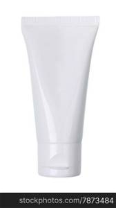 Tube Of Cream or Gel white plastic product isolated on white, clipping path and alpha channel included.