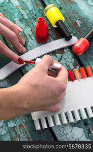 Tubes with varnish for nail polish of different colors