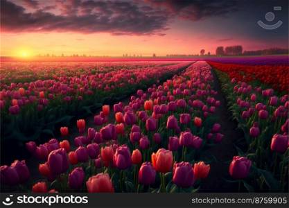 Tulip field early in the morning