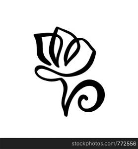 Tulip flower logo. Continuous line hand drawing calligraphic concept. Scandinavian spring floral design element in minimal style. black and white.. Tulip flower logo. Continuous line hand drawing calligraphic concept. Scandinavian spring floral design element in minimal style. black and white