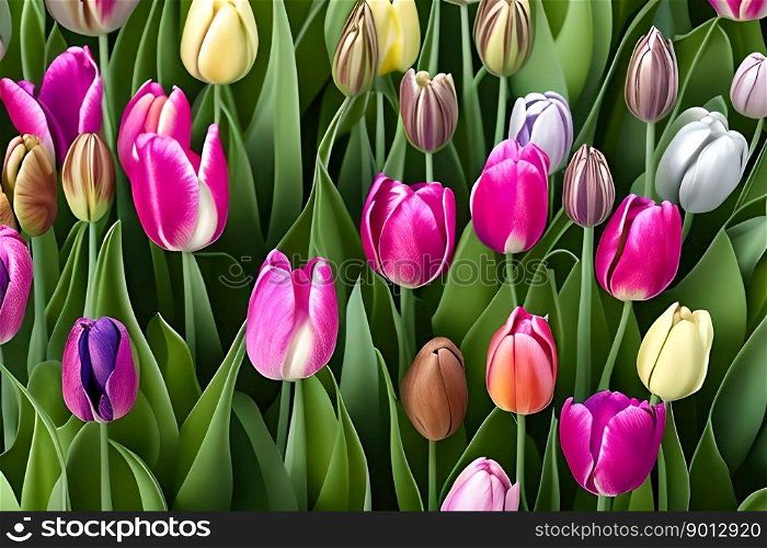 Tulip flowers. Generative AI