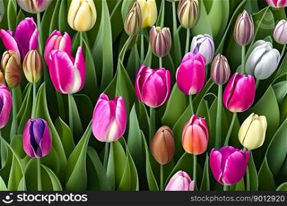 Tulip flowers. Generative AI