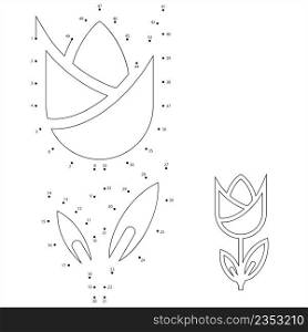 Tulip Icon Dot To Dot, Flower Icon, Flora Icon Vector Art Illustration