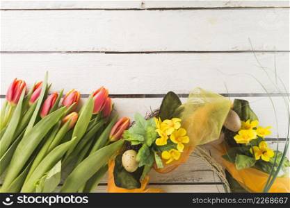 tulips near easter wreath