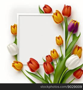 Tulips woman&rsquo;s day eighth march isolated on white background . High quality 3d illustration. Tulips woman&rsquo;s day eighth march isolated on white background 