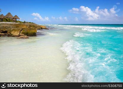 Tulum Caribbean turquoise beach in Riviera Maya of Mayan Mexico