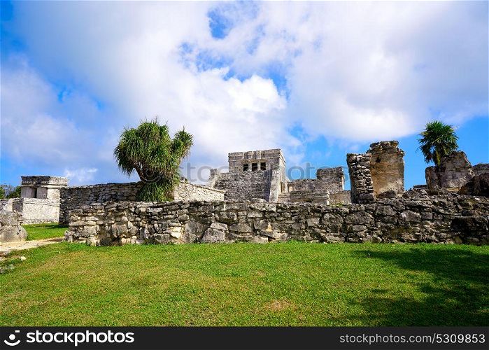 Tulum Mayan city ruins in Riviera Maya at the Caribbean of Mayan Mexico
