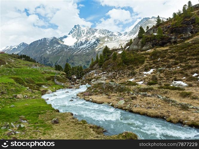 Tumultuous river in summer Alps mountain (Austria).