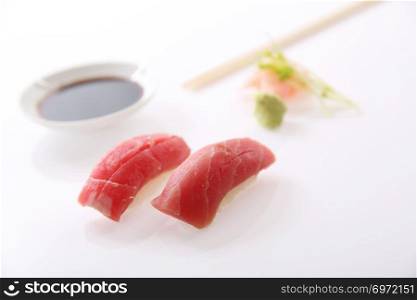 Tuna sushi isolated in white background