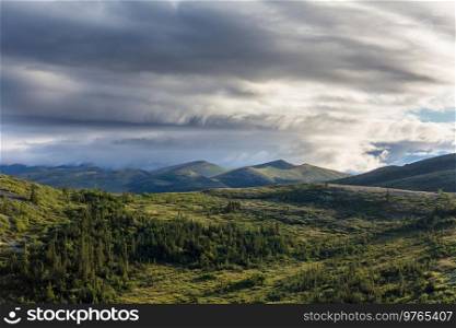 Tundra landscapes above Arctic circle along Dempster highway, Canada