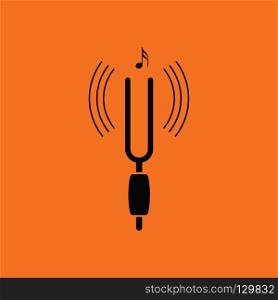 Tuning fork icon. Orange background with black. Vector illustration.