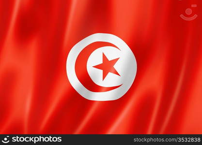 Tunisia flag, three dimensional render, satin texture. Tunisian flag