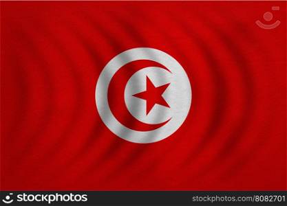 Tunisian national official flag. African patriotic symbol, banner, element, background. Correct colors. Flag of Tunisia wavy with real detailed fabric texture, accurate size, illustration