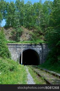 Tunnel on the Circum-Baikal railroad on the coast of Lake Baikal.